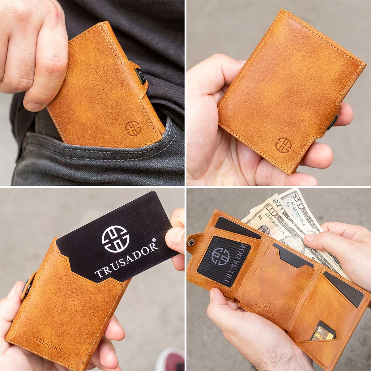 Verona Front Pocket Trifold Leather Wallet